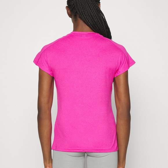 Adidas Women's Train Essentials Minimal V-Neck Tee Fuchsia/Pink - Picture 2 of 9